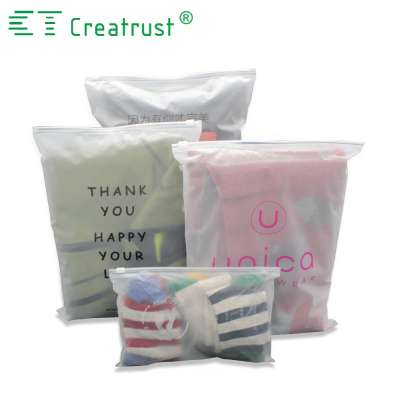 Custom plastic apparel bags zipper packing clothing bag with your own logo