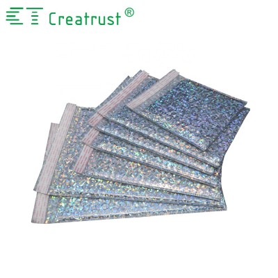 custom made promotional holographic bubble mailer with metallic for gift bag packing