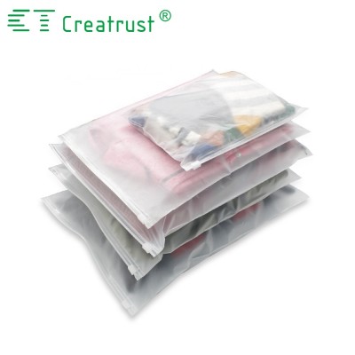 CPE Slider Ziplock Packaging Bags Matte Zipper Bag For Clothing Garment Grade Packing